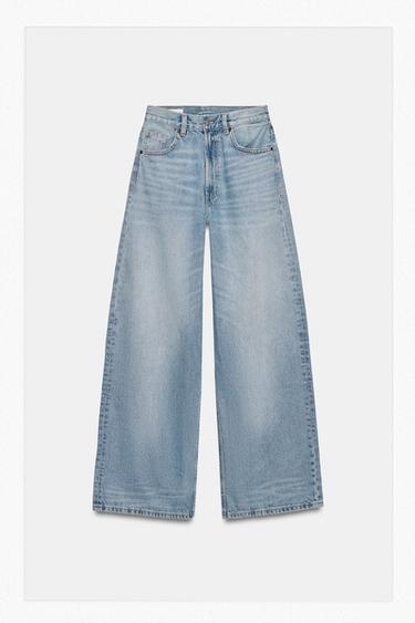 Zara TRF EXTRA WIDE LEG HIGH-WAIST JEANS - Pastel blue