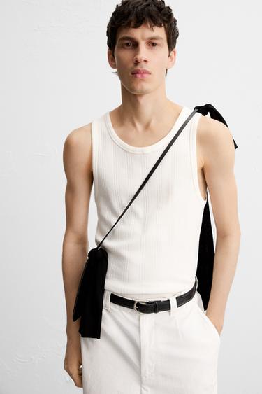 T-SHIRT TANK TEXTURÉ - Blanc de Zara - Image 4