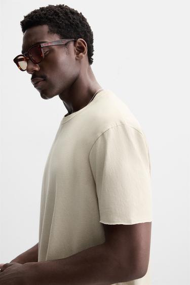 IRREGULAR FINISH T-SHIRT - Beige by Zara - Image 4