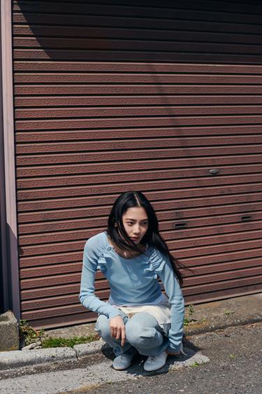 GATHERED KNIT TOP - Blue by Zara - Image 0