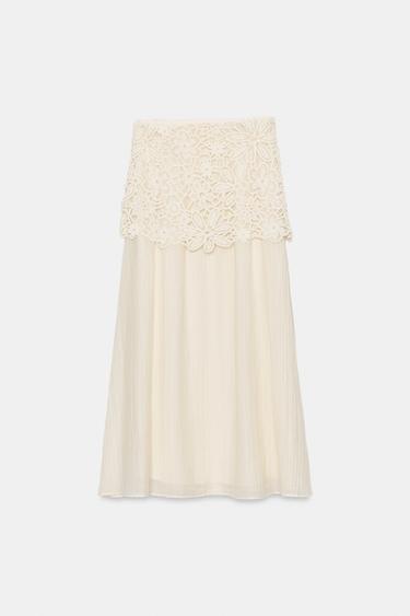 JUPE MI-LONGUE EN CROCHET BIMATIÈRE - Écru de Zara - Image 8