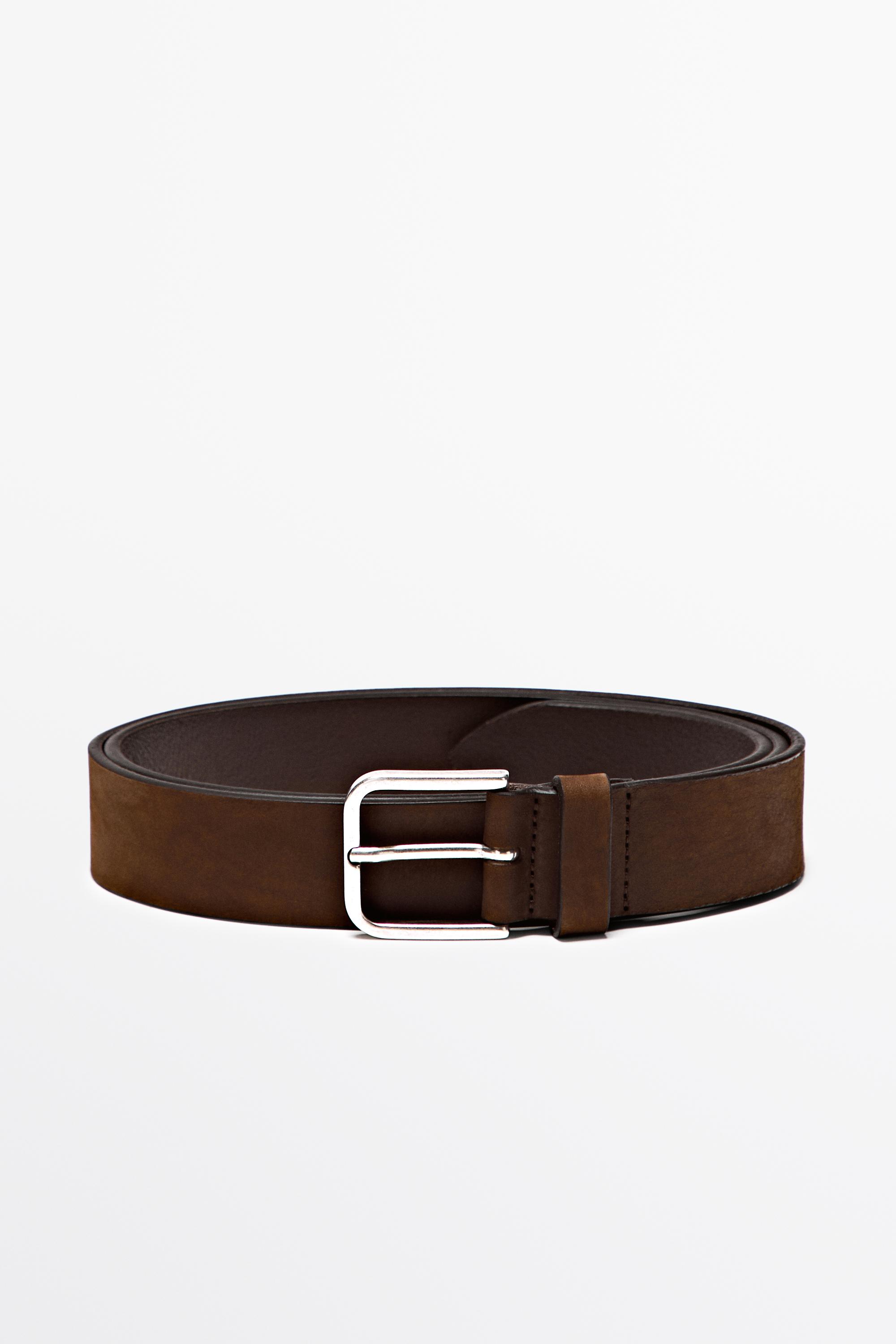 Nubuck leather belt — Brown