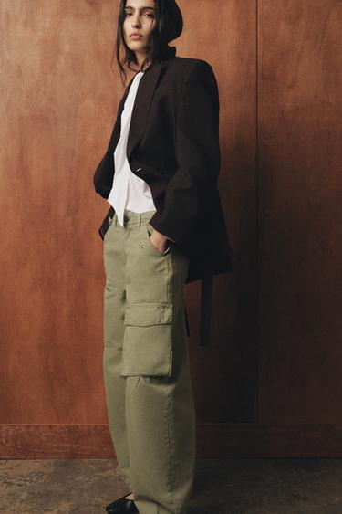 Zara ZW COLLECTION CARGO PANTS - Light khaki