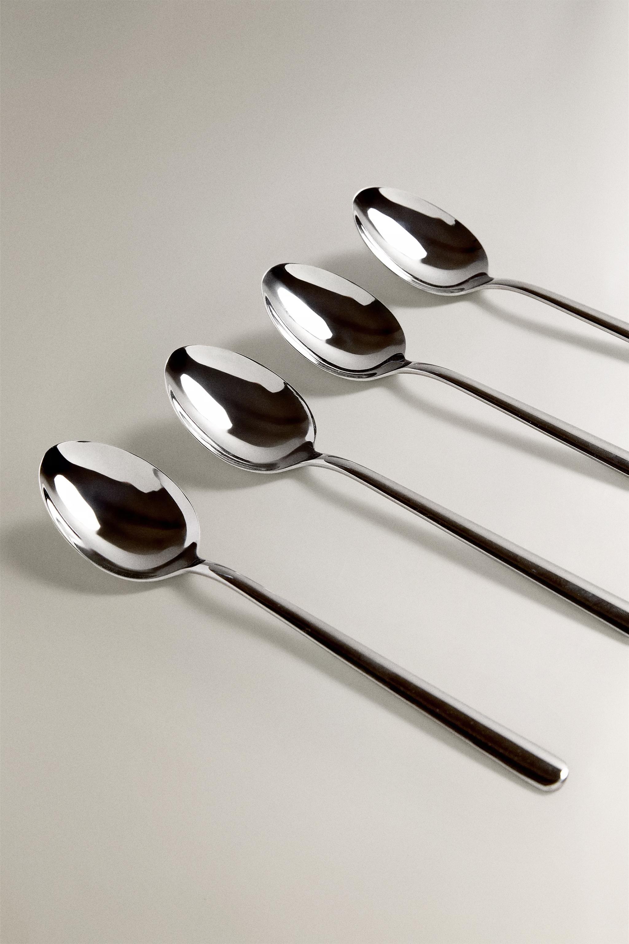 PACK OF SHINY STEEL SPOONS (PACK OF 4) — Multicolored