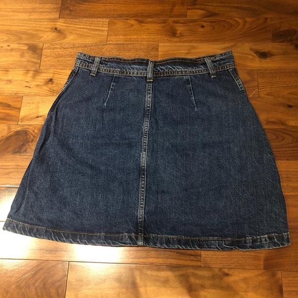 TZARA DENIM A LINE SKIRT BUTTON UP FRONT HIGH WAIST POCKETS BELT LOOPS SMALL - Image 3