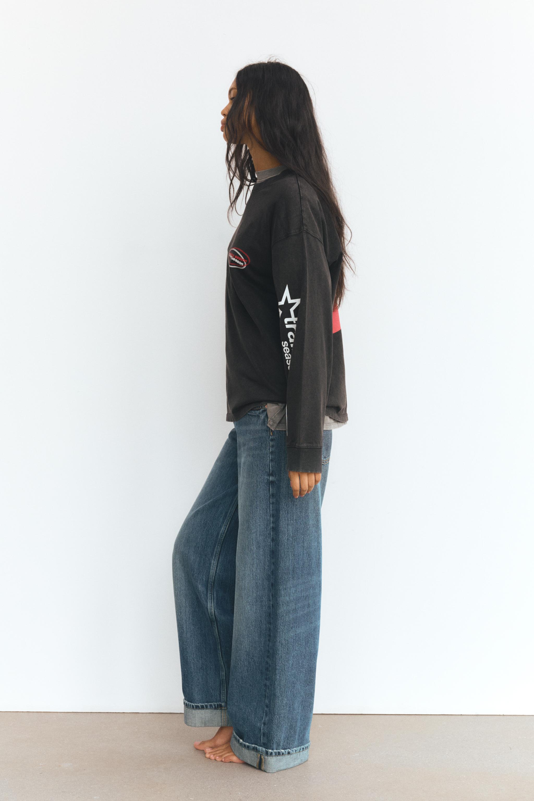 DUA LIPA© LONG SLEEVE T-SHIRT - Dark grey | ZARA Australia