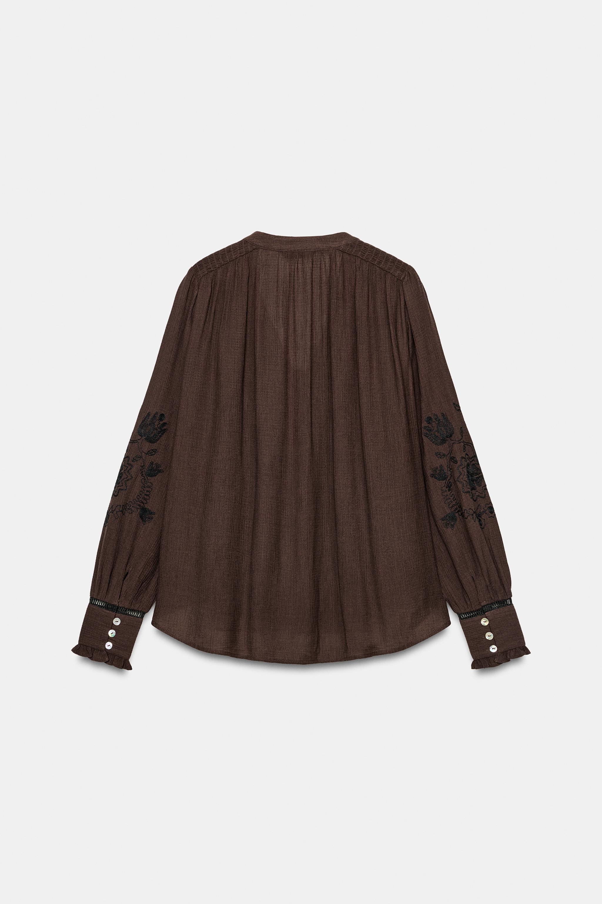 EMBROIDERED LACE INSERT SHIRT