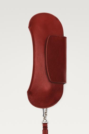 Textured nappa leather glasses case — Red 1