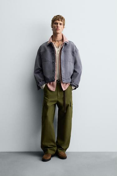 Zara PLEEGITATUD JAKK, BOXY FIT - Bluish