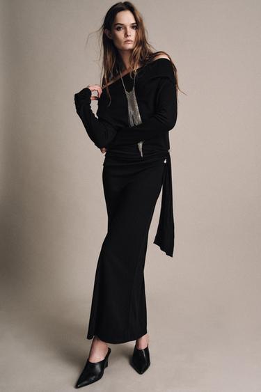 Zara SOFT BROOCH DRESS - Black