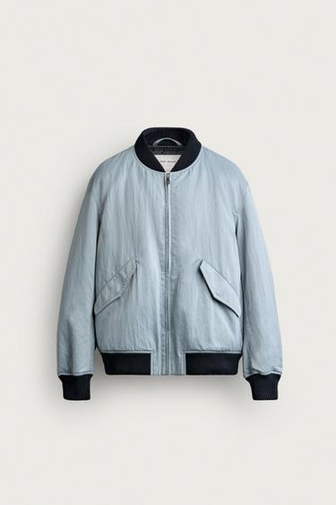 Zara CONTRAST BOMBER JACKET - Blue / Steel