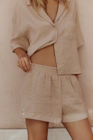 MINI-SHORTS AUS FLIESSENDEM STOFF - Steingrau von Zara