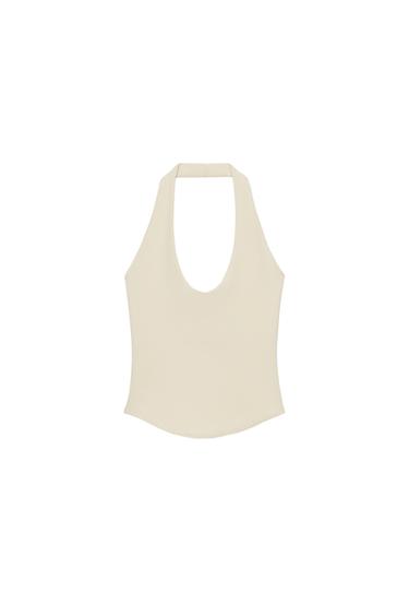 ROUNDED HEM HALTER TOP - Yellow by Zara