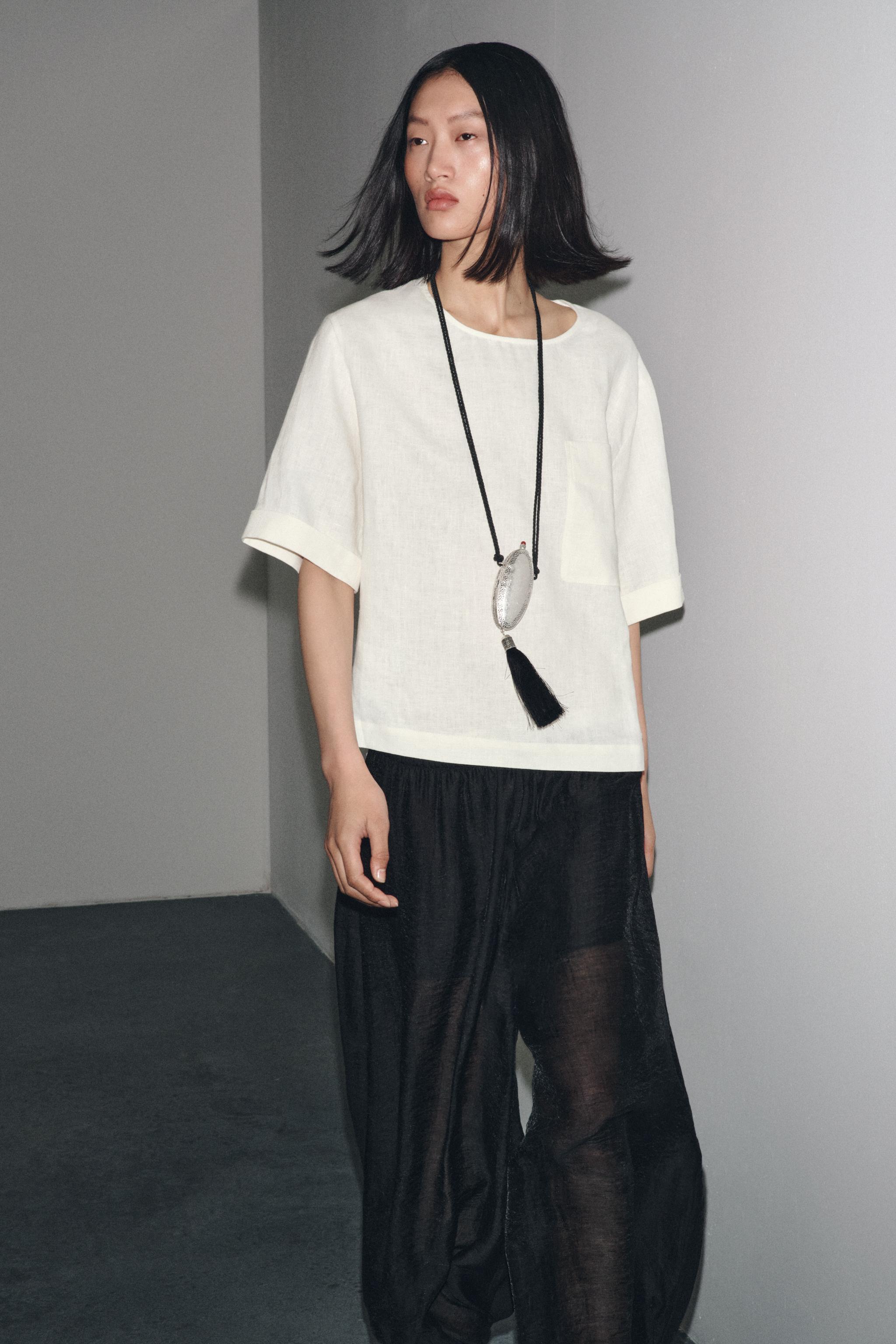 トップス mmm NYLON CROP TOP - Black | ZARA Canada