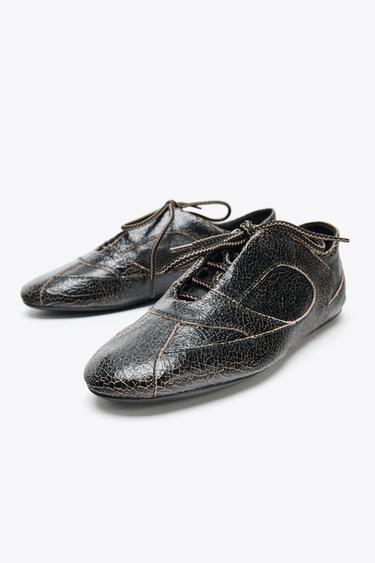 WORN EFFECT LEATHER SHOES - Anthracite grey by Zara - Image 3