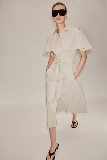 Zara ZW COLLECTION CAPE SHIRT DRESS - Light camel