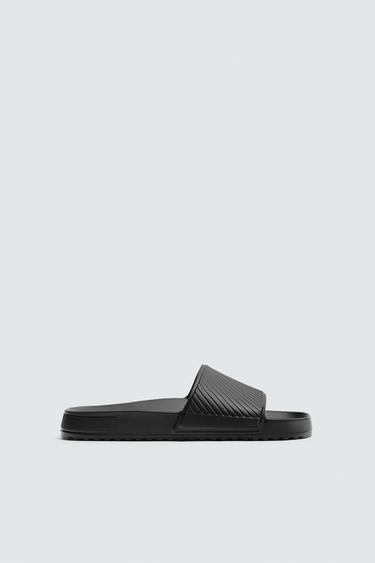 Zara POOL SLIDES - Black