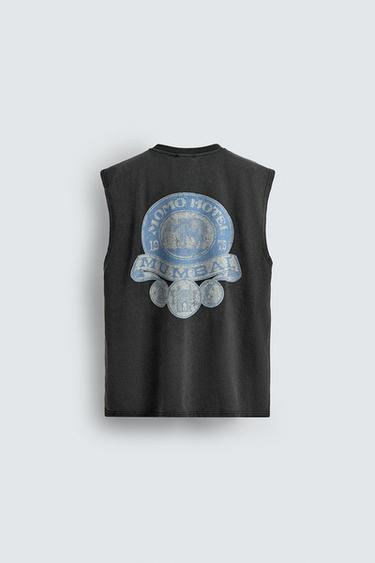 WASHED PRINT TANK TOP - Anthracite grey by Zara - Image 7