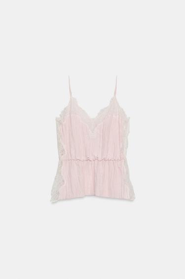 LACE-TRIMMED CAMISOLE TOP - Pink by Zara - Image 5