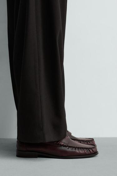 Zara WORN PENNY LOAFERS - Burgundy Red - Image 0