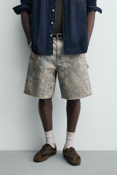FLORAL PRINT CARPENTER BERMUDA SHORTS - Printed by Zara - Image 1