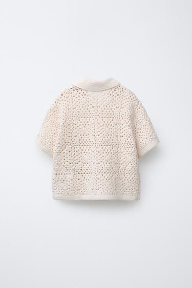 CHEMISE EN MAILLE CROCHET - Écru de Zara - Image 1