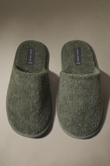 TERRY SLIPPERS - Khaki Green by Zara