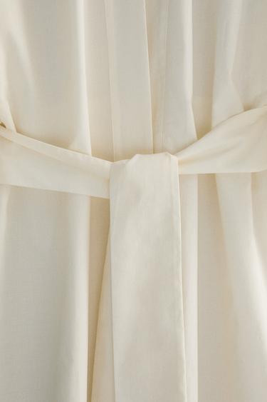 COTTON DRESSING GOWN WITH EMBROIDERY - Ecru by Zara - Image 3