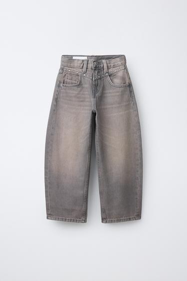 STUDDED BARREL JEANS - Mink by Zara - Image 0