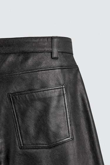 LEATHER SLIM FIT TROUSERS - Black by Zara - Image 9