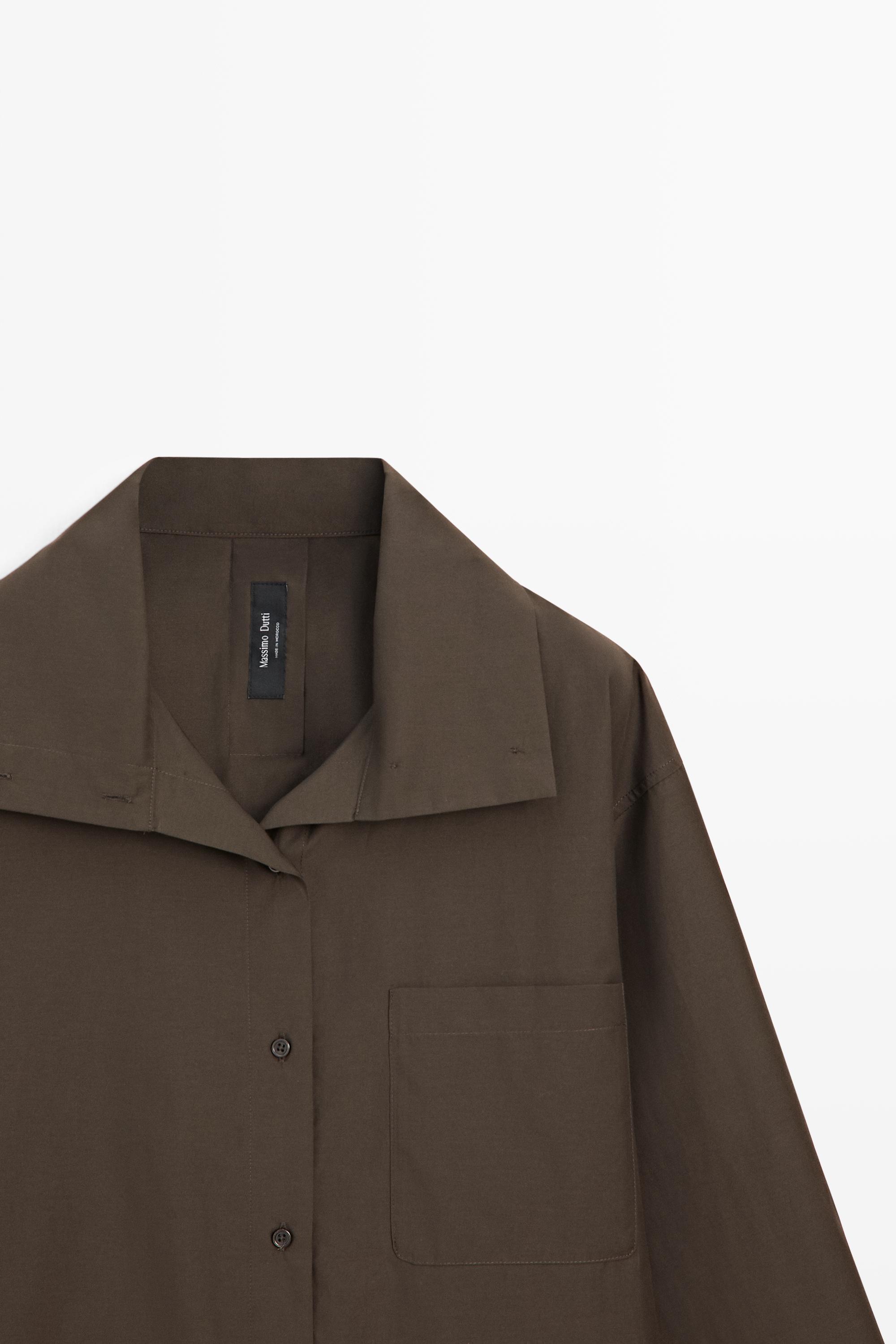 High collar overshirt with buckle detail — Khaki