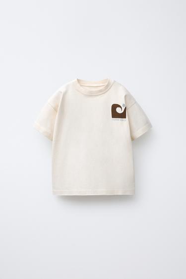 Zaras T-SHIRT MED SURF-TRYCK - Naturfärg