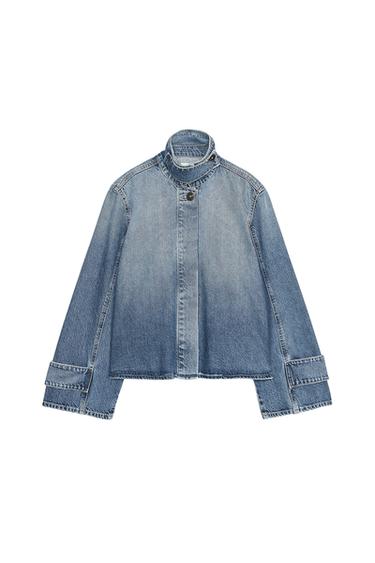 TRF HIGH NECK DENIM JACKET - Blue by Zara