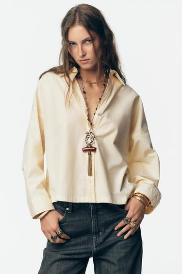 POPLIN SHIRT - Light yellow by Zara - Image 3