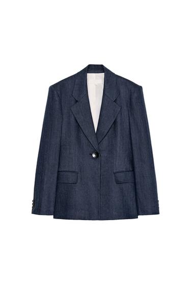 HERRINGBONE 100% LINEN TAILORED BLAZER