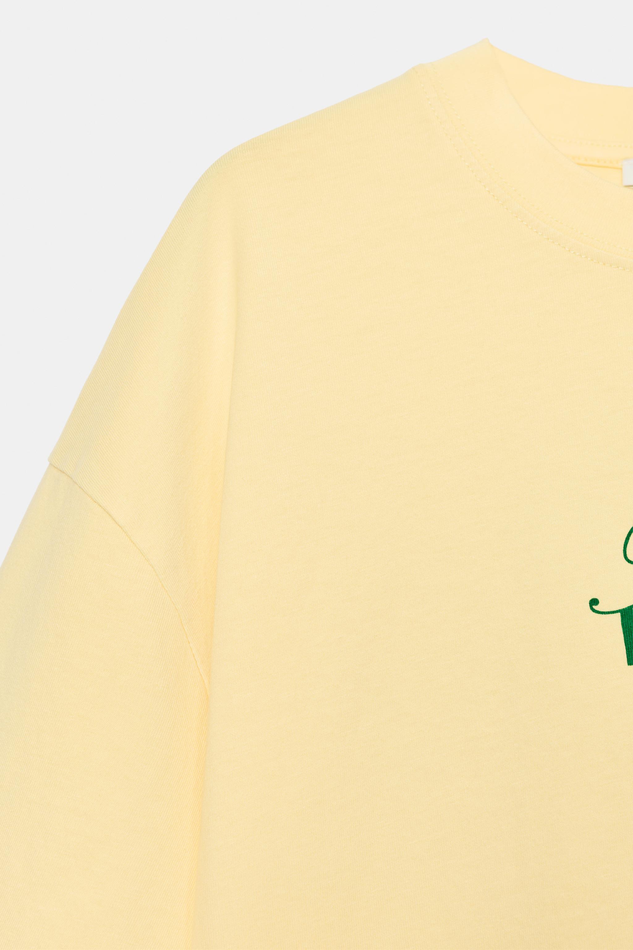 FADED-EFFECT TEXT T-SHIRT - Yellow | ZARA India