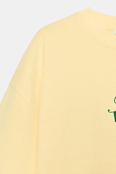 T-SHIRT EFFET DÉLAVÉ INSCRIPTION - Jaune de Zara - Image 6