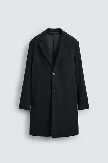 Zara 100% WOOL COAT - Navy blue
