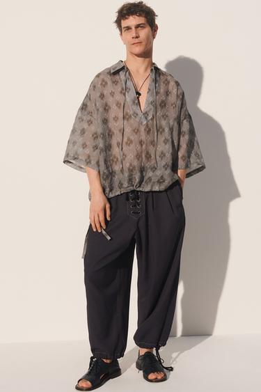 DRAWSTRING LOOSE-FITTING TROUSERS - Dark navy by Zara - Image 0