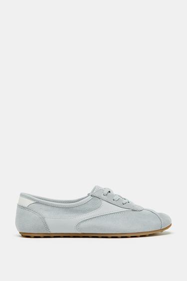 FLAT COMBINATION DERBY SHOES - Blue by Zara
