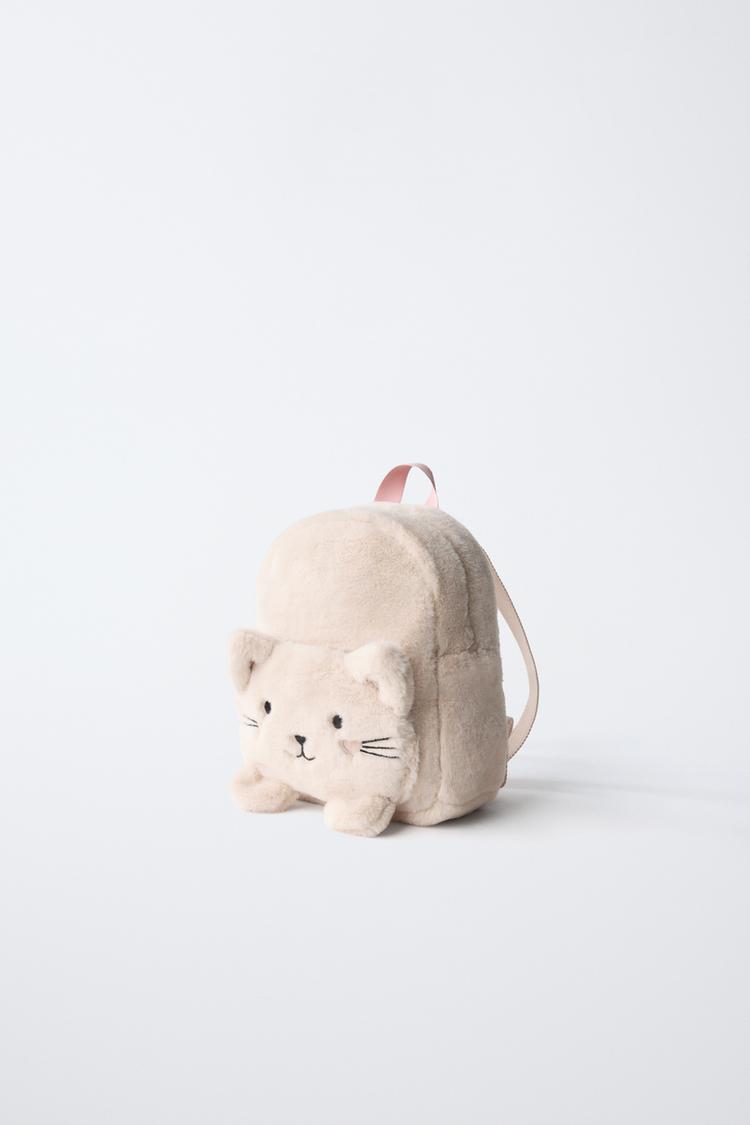 MOCHILA DE PIEL DE CORDERO CON GATITO 2