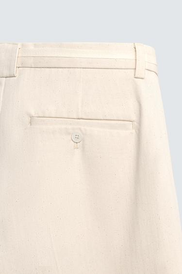 HERRINGBONE STRAIGHT-LEG TROUSERS - Ecru by Zara - Image 8