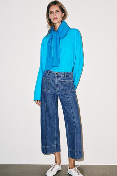 Z1975 HIGH-WAIST CULOTTE JEANS - Mid-blue by Zara