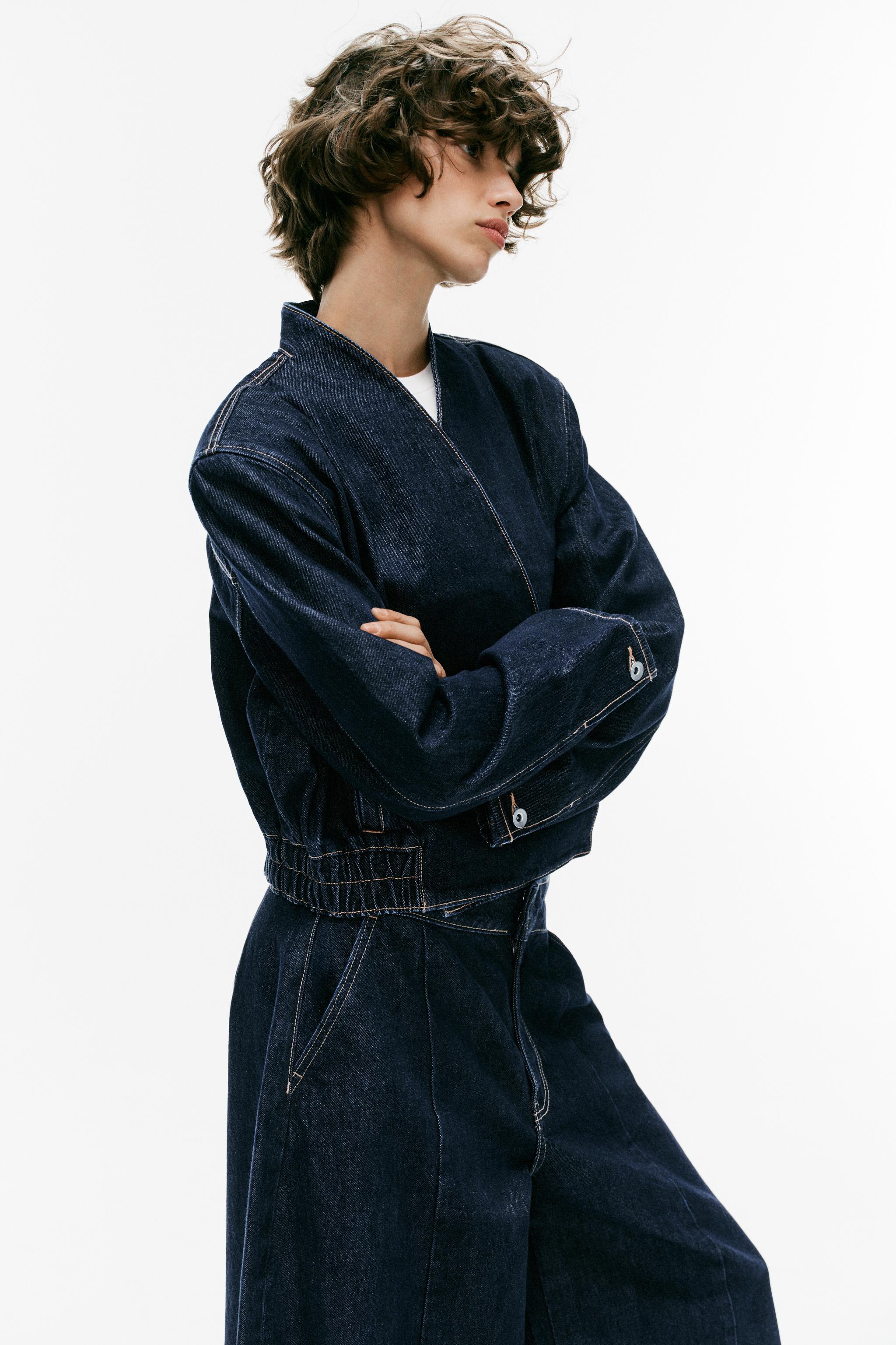 Zara TRF ÇAPRAZ KAPAMALI DENIM BOMBER CEKET görsel 4
