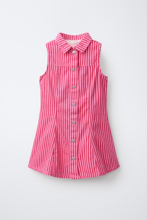 STRIPED DENIM DRESS - Pink by Zara - Image 0