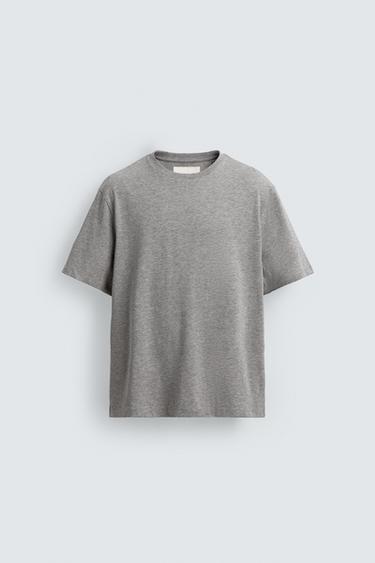 تيشرت MEDIUM WEIGHT بأكمام قصيرة - رمادي فيجوريه الخاص بـ Zara