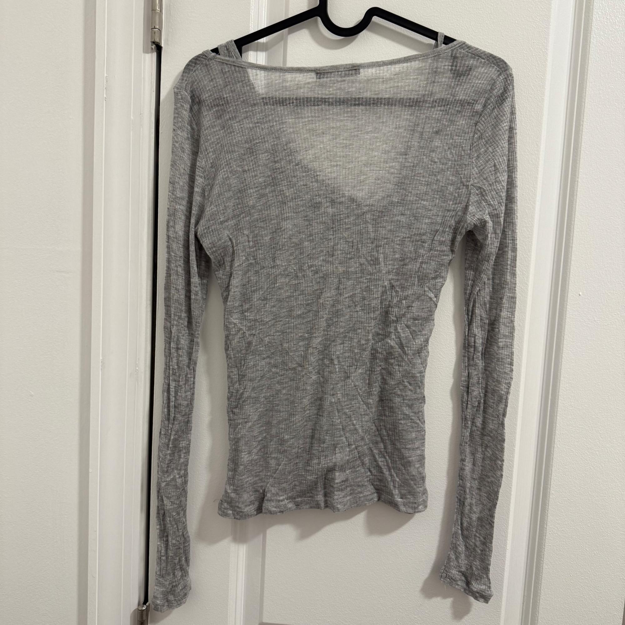 ZARA SEMI SHEER LAYERED GRAY LONG SLEEVE TOP SIZE M | SEGUNDA MANO