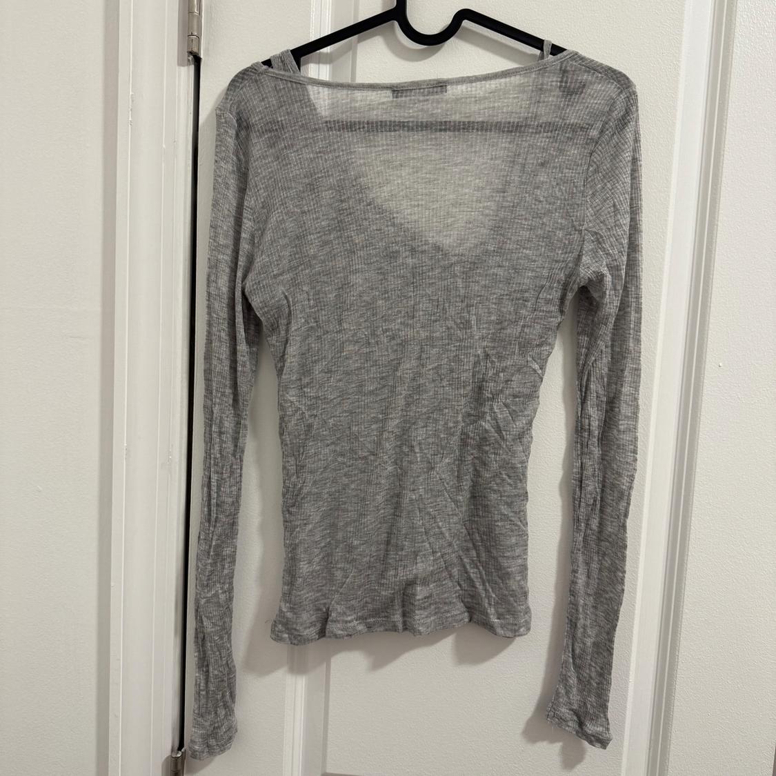 ZARA SEMI SHEER LAYERED GRAY LONG SLEEVE TOP SIZE M - Image 2