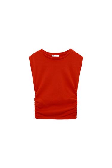 CROPPED T-SHIRT WITH GATHERED DETAIL