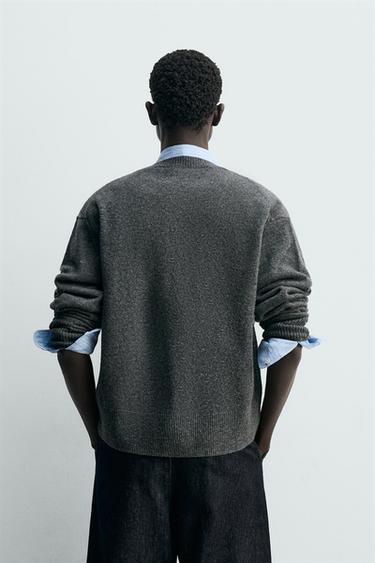 RELAXED FIT WOOL BLEND CARDIGAN - Grey by Zara - Image 2